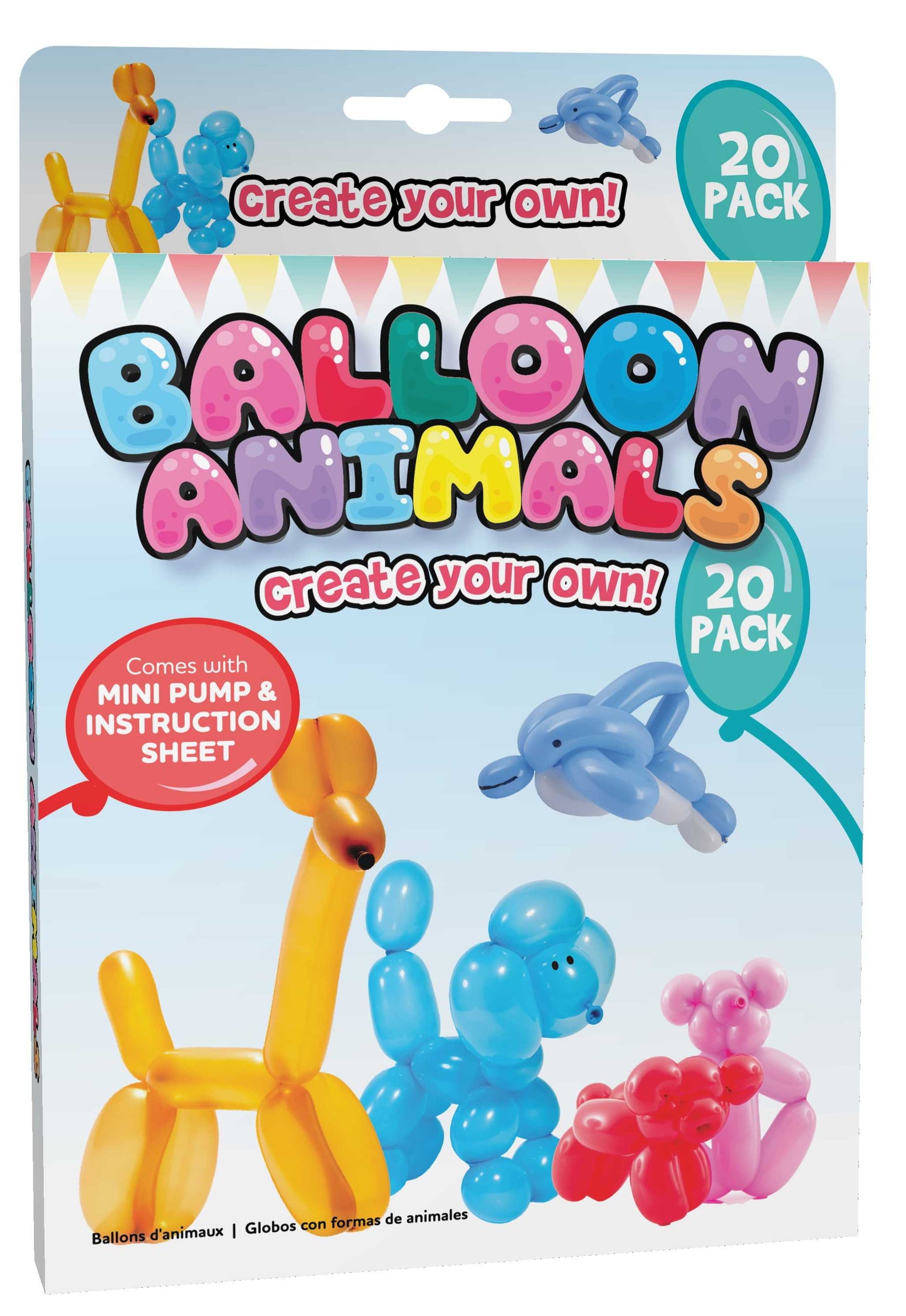 Balloon Animals with Pump 20 Pack