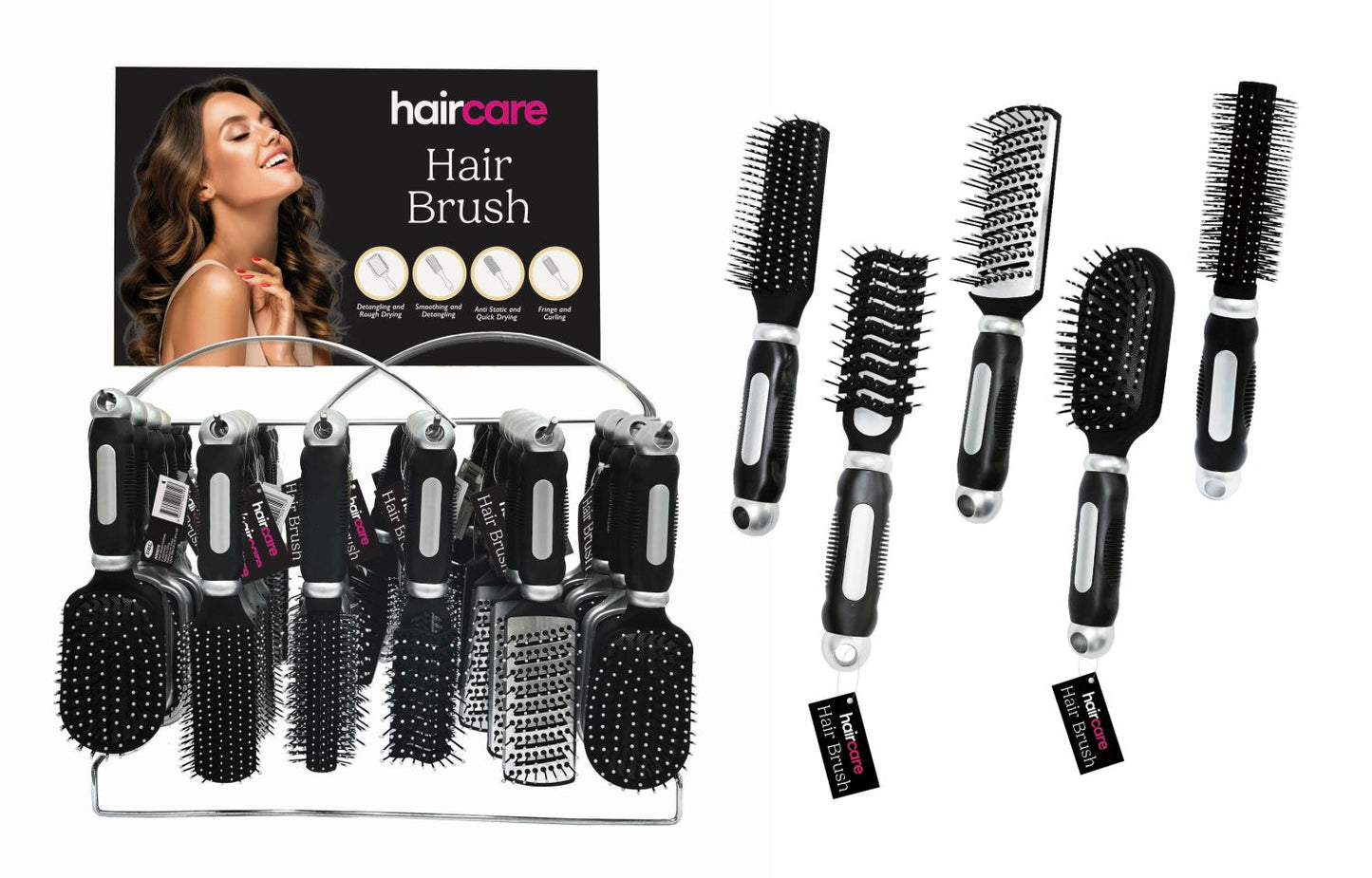 Hair Brush Chrome 5 Assorted