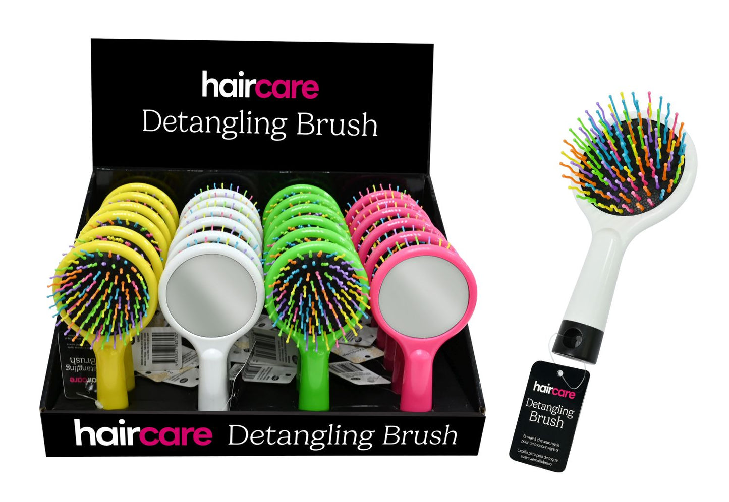 Detangling Brush with Mirror - 4 Assorted Colors