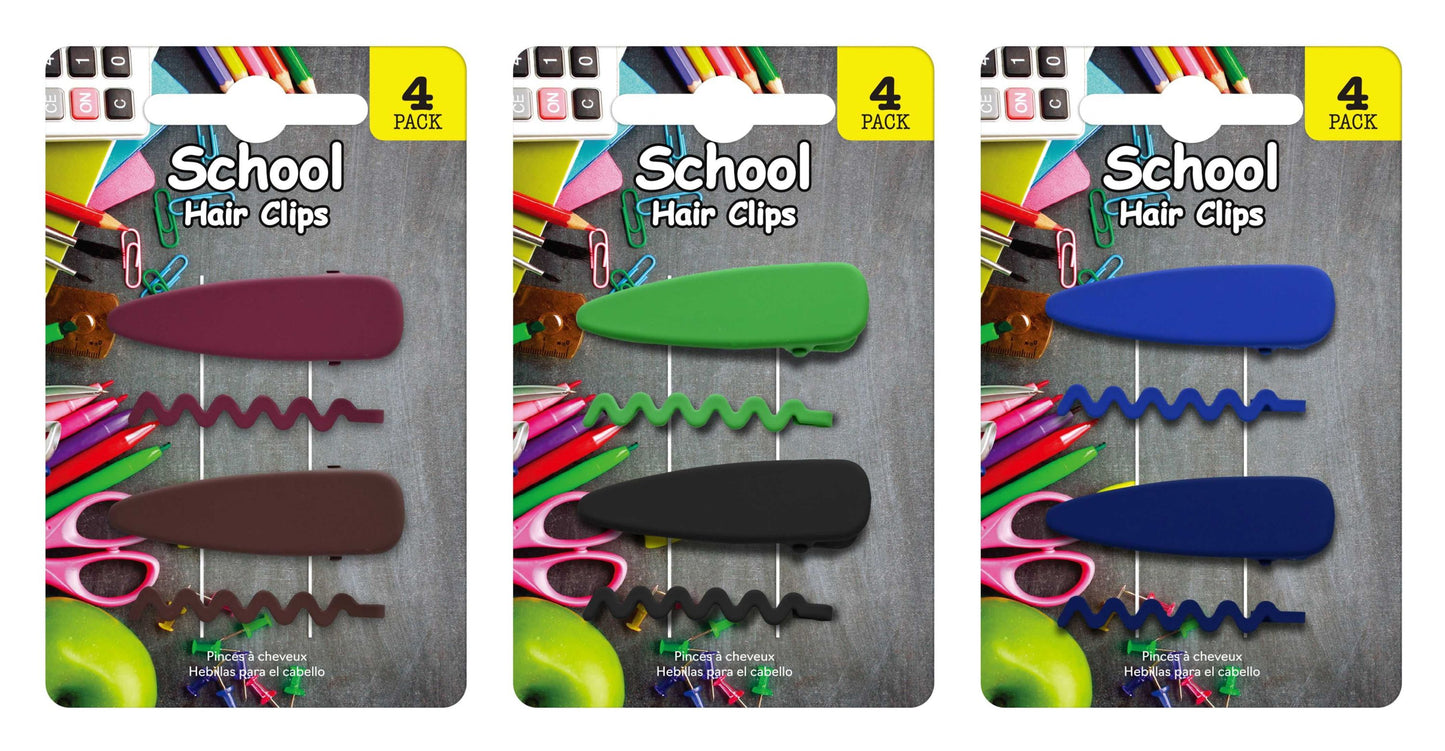 Hair Clip Modern 4 Pack 3 Assorted Colours