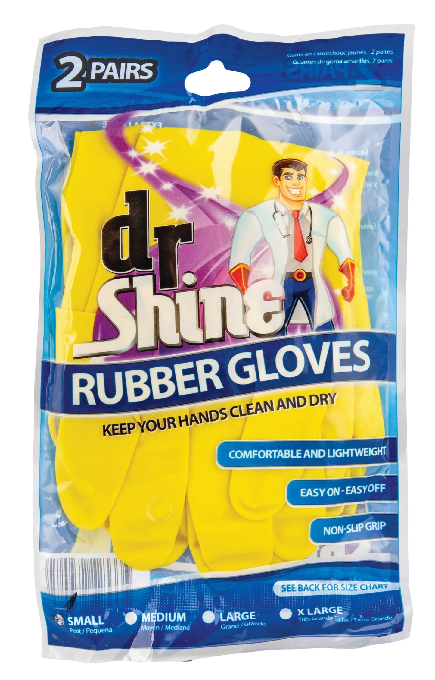 Dr Shine Rubber Gloves 2 Pairs 4 Sizes
