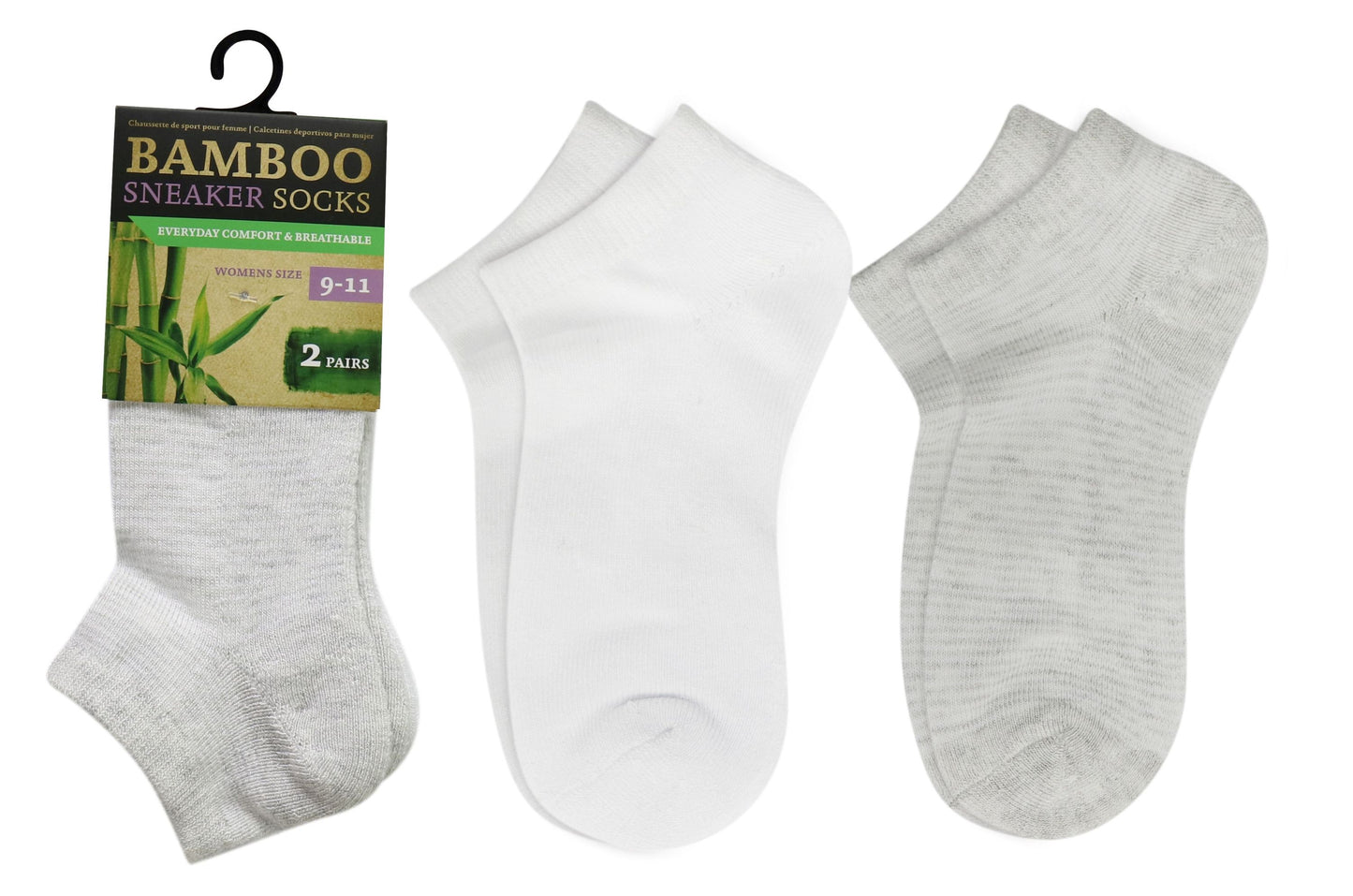 Sneaker Sock Bamboo Ladies 2 Pairs 5-8 2Assorted Colours