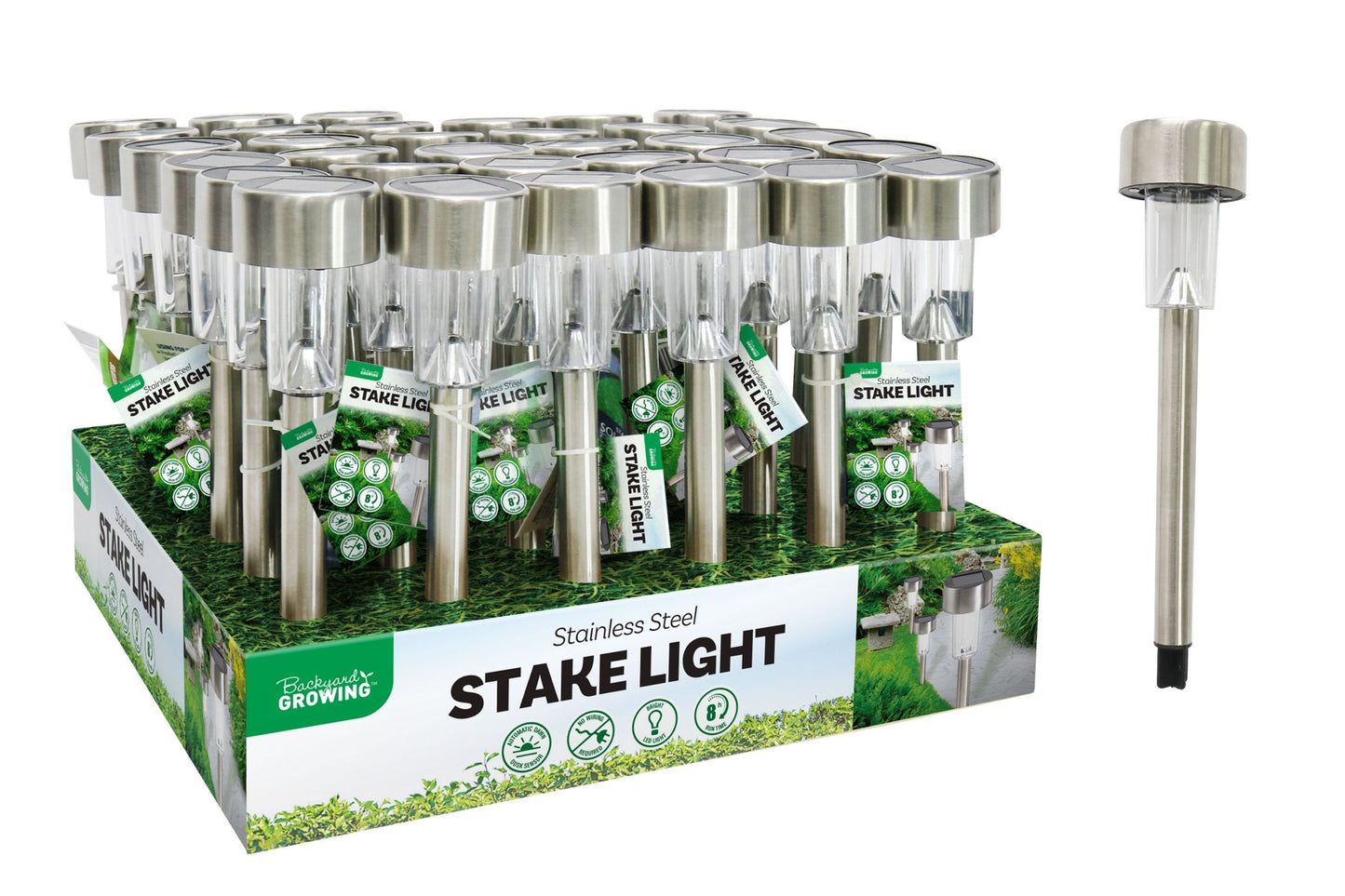 Solar Stake Stainless Steel 36cm