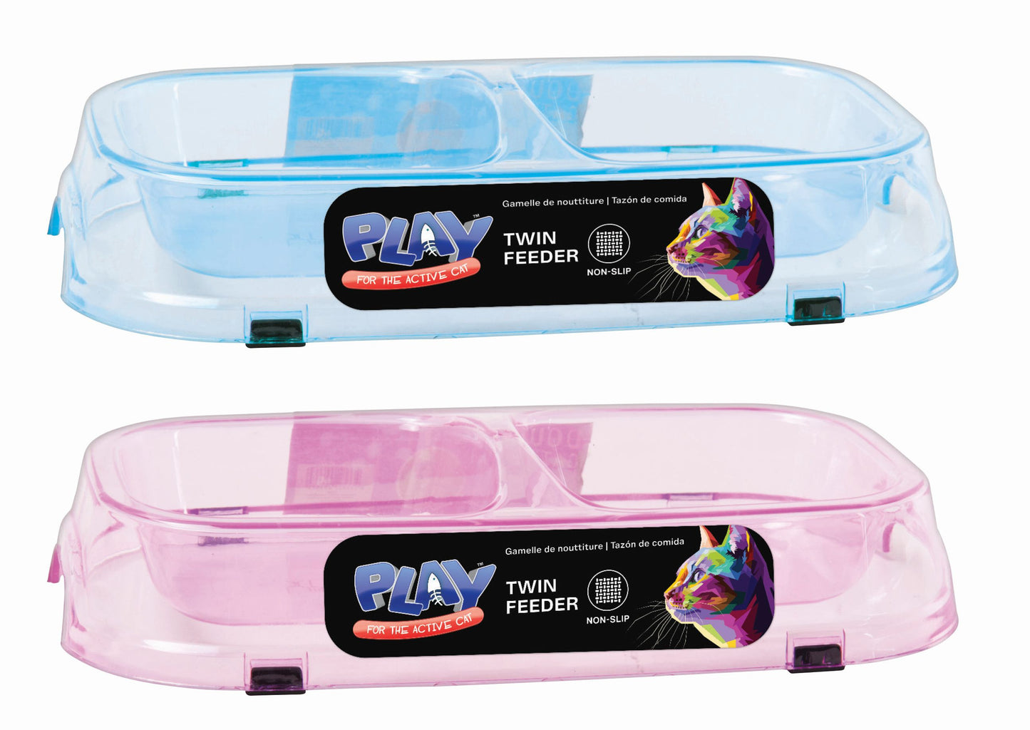 Cat Non-Slip Twin Bowl 230mL 2 Assorted Colours