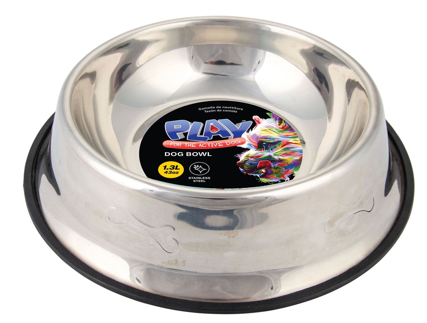 Pet Bowl Embossed Stainless Steel 1.3L