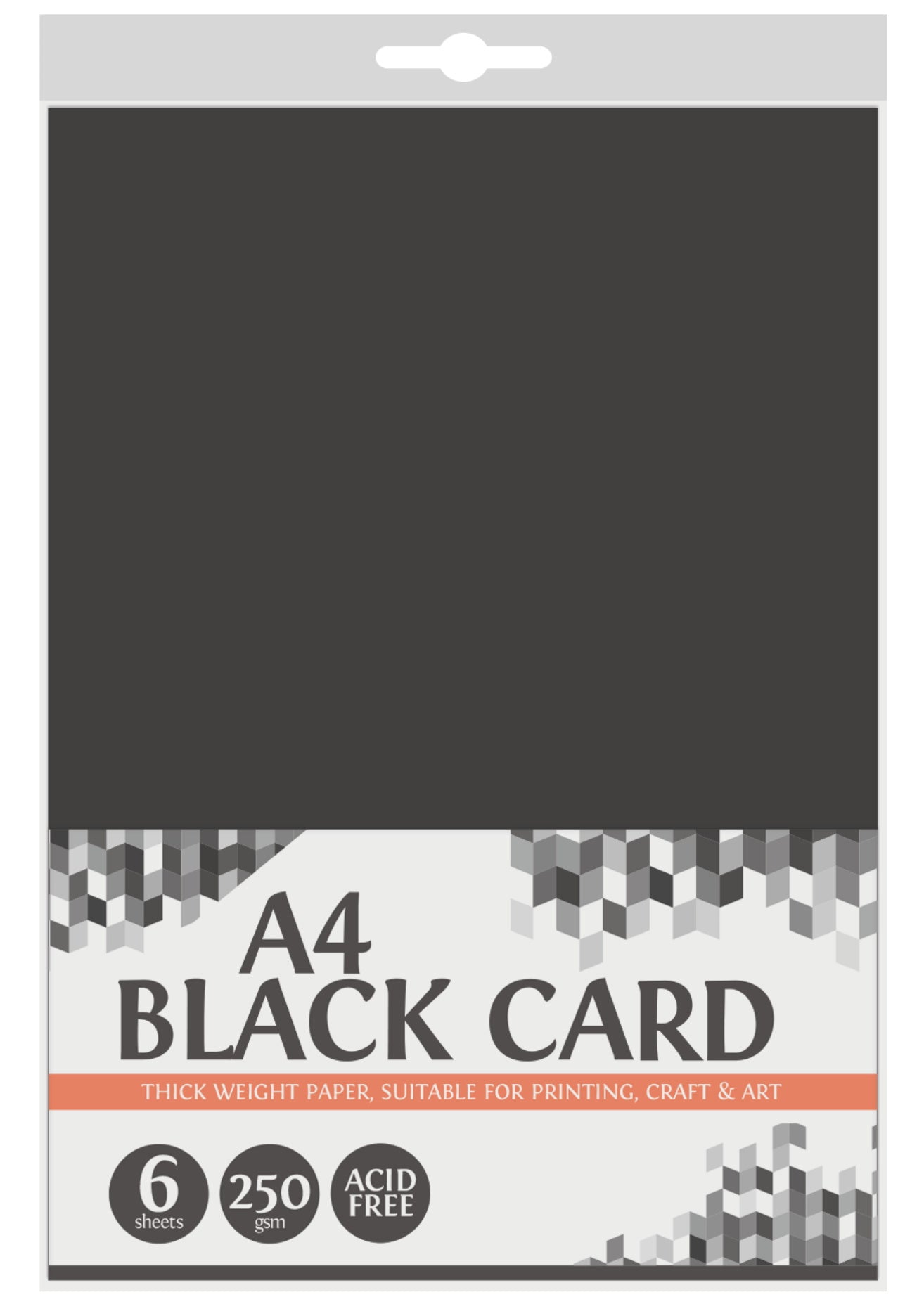 Black Card A4 250gsm 6 Sheets