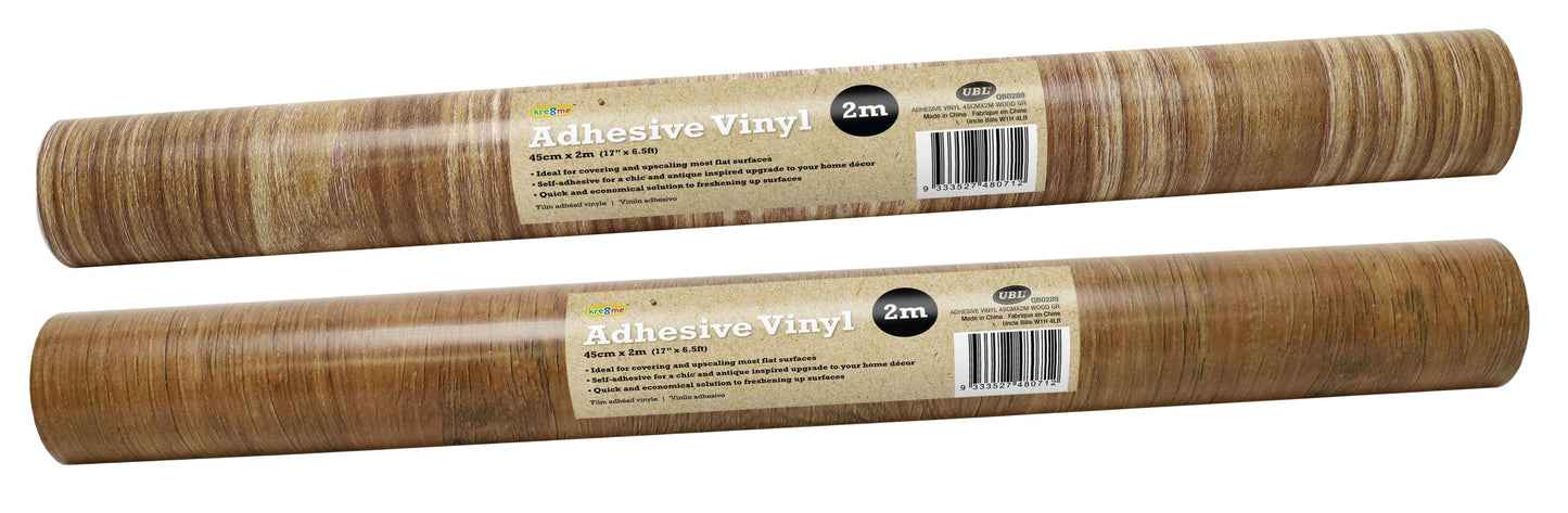 Adhesive Vinyl Wood Grain 45cm x 2m 2 Assorted