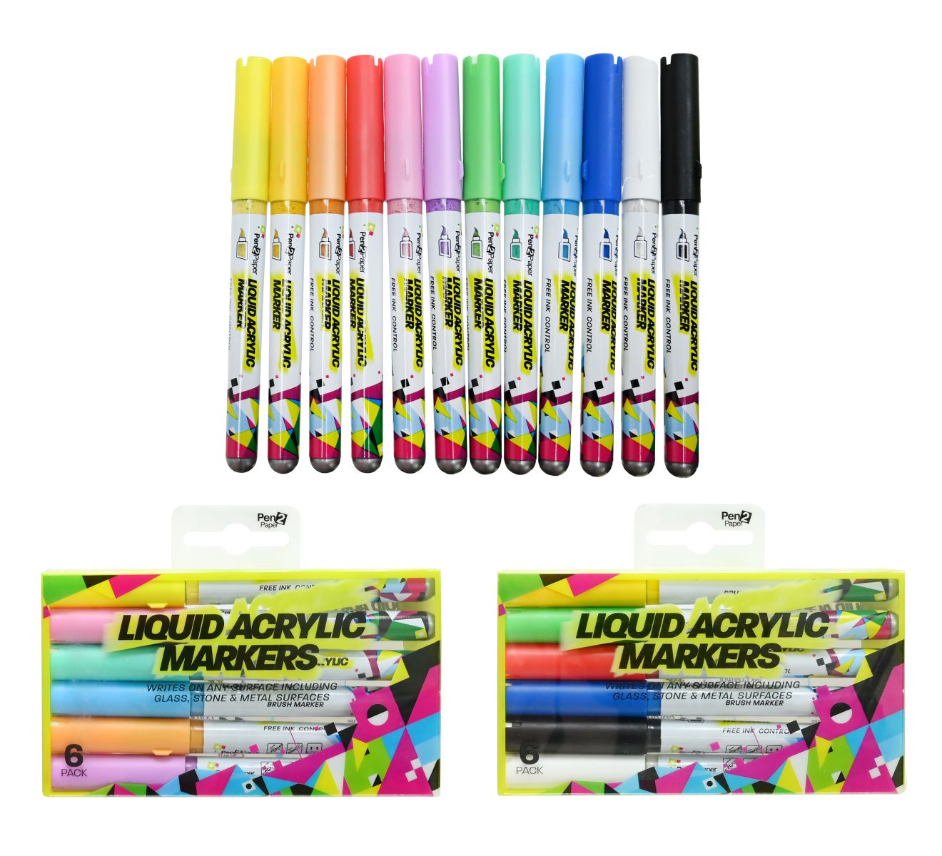 Liquid Acrylic Marker 6 Pack 2 Assorted