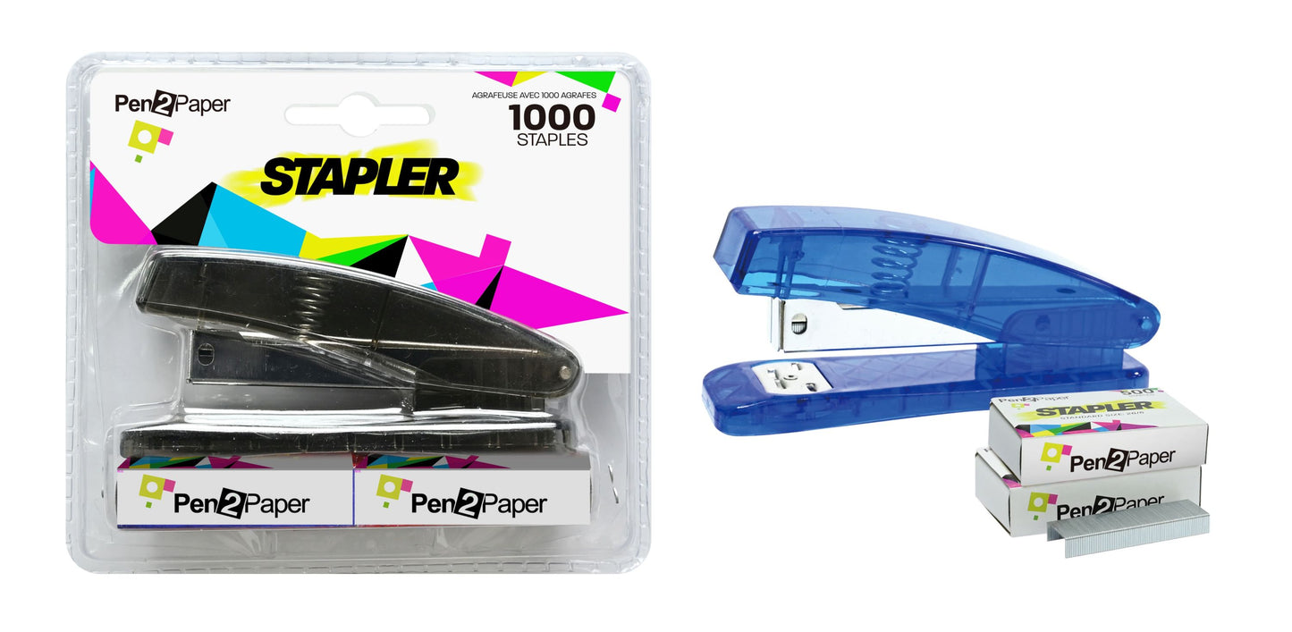Stapler with 1,000 Staples 2 Assorted Colours