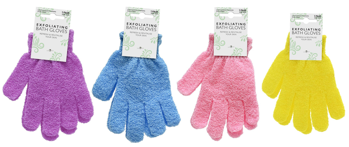 Exfoliating Bath Gloves 1 Pair - 4 Colors