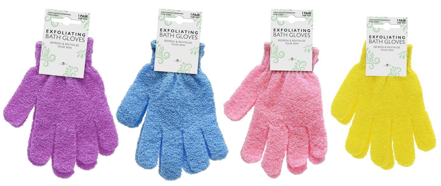 Exfoliating Gloves 1 pair 4 Assorted Colours