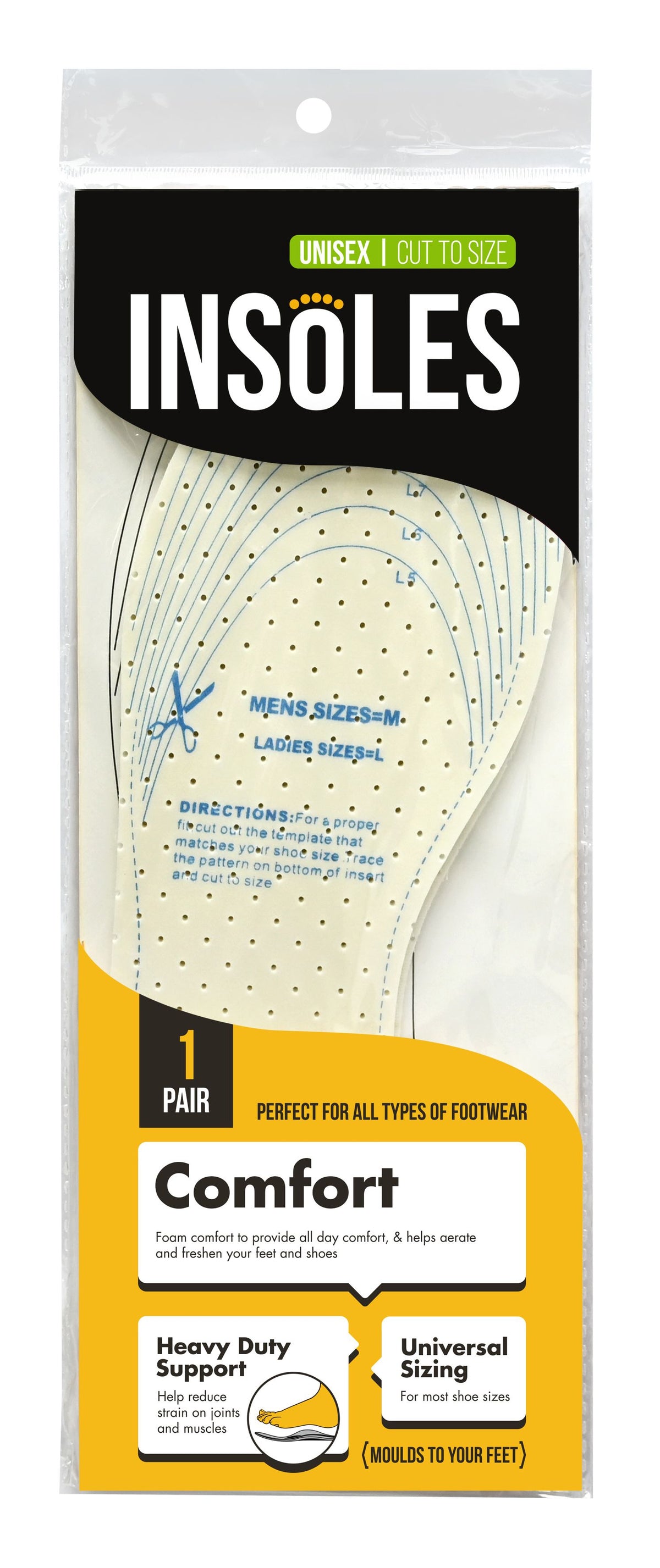 Comfort Insoles 1 Pair - Trim to Fit