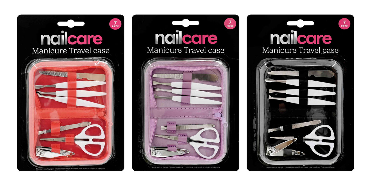 Manicure Set 7-Piece with Pouch - 3 Colors