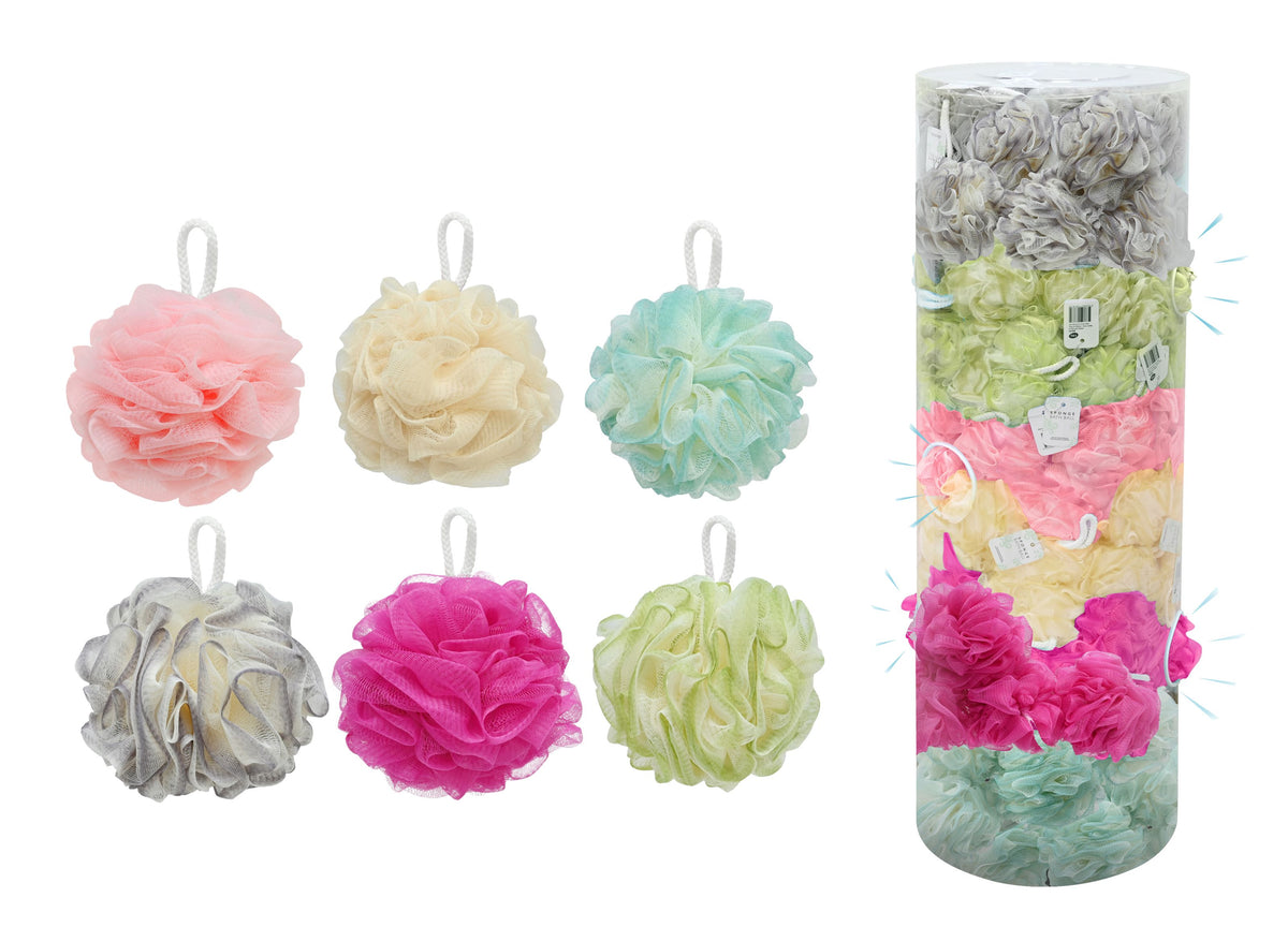 Nylon Bath Balls - 6 Assorted Colors Display