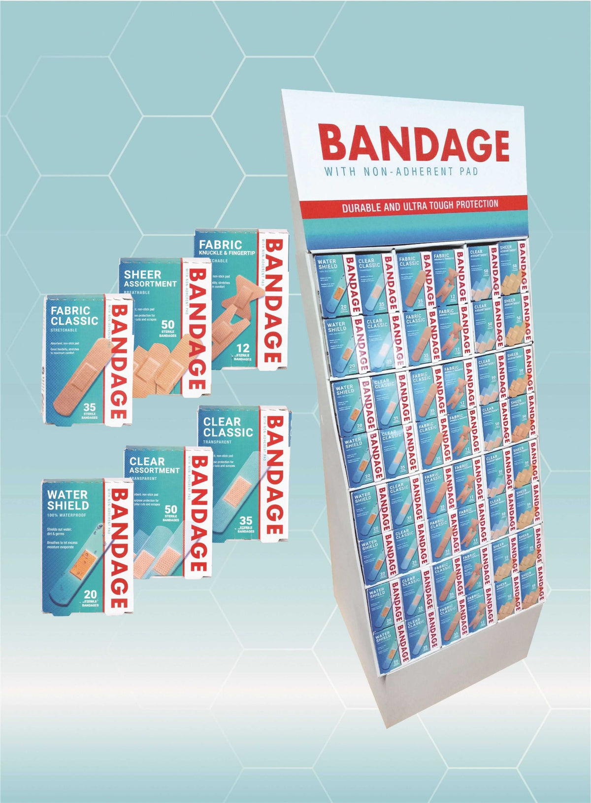 Assorted Bandages Display - 6 Varieties