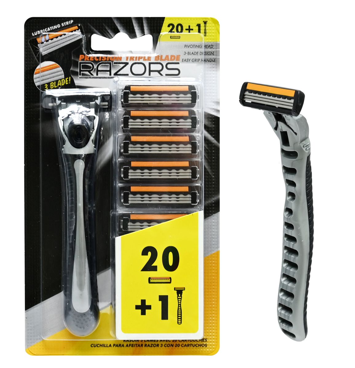 3-Blade Razor with 20 Cartridges - Complete Set
