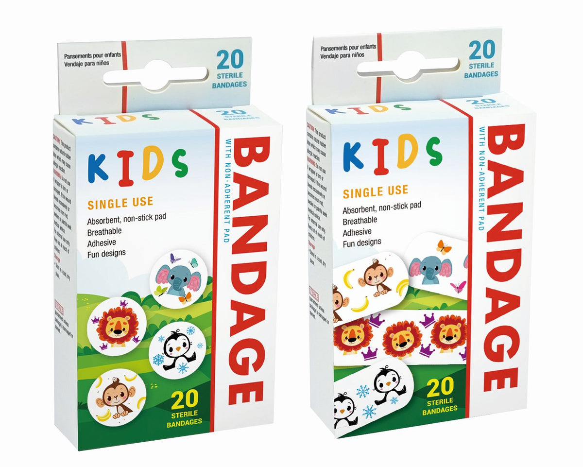 Kids Bandages 20-Pack - 2 Assorted Designs