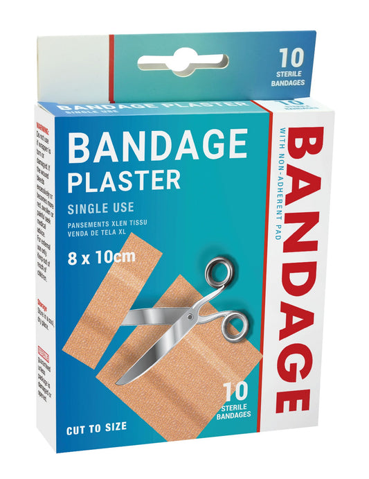 Bandage Fabric Plaster Large 8x10cm 10 Pack