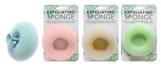 Exfoliating Shower Sponge with Suction 4 Assorted Colours