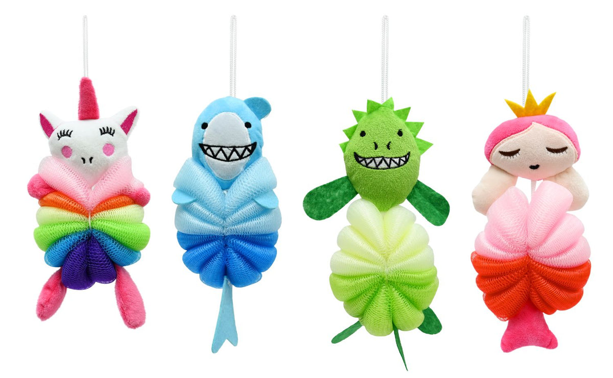 Kids Bath Sponge Ball - 4 Assorted Designs