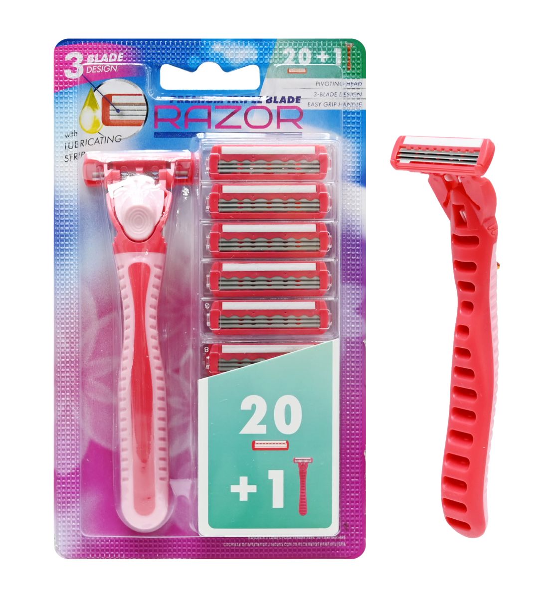 Womens 3-Blade Razor with 20 Cartridges - Complete Set