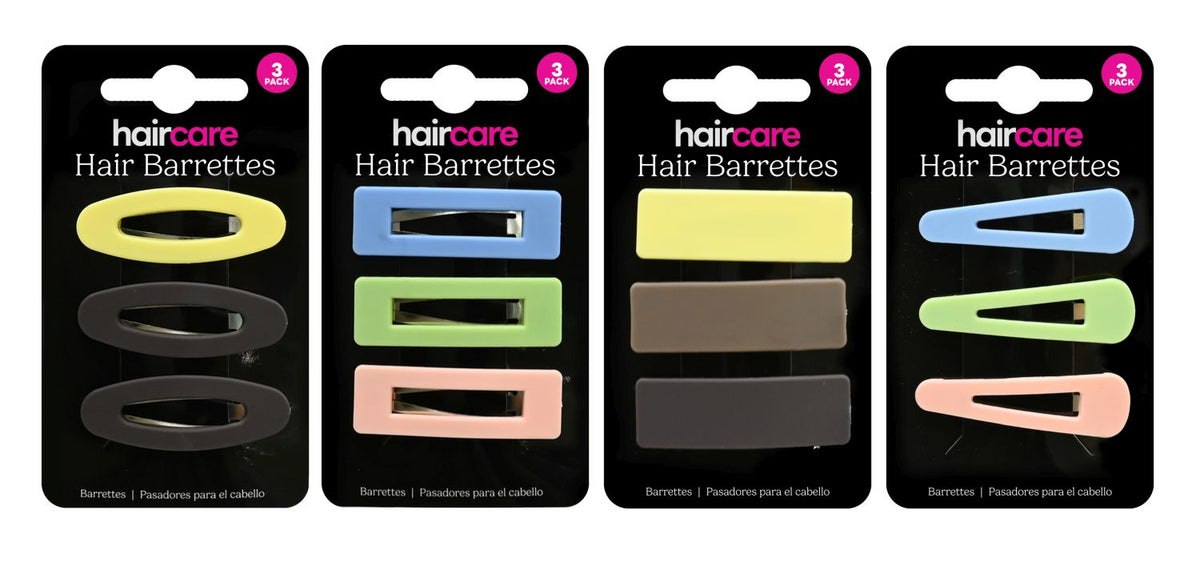 Hair Barrettes 3 Pack 4 Assorted
