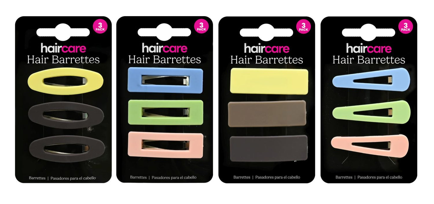 Hair Barrettes 3 Pack 4 Assorted