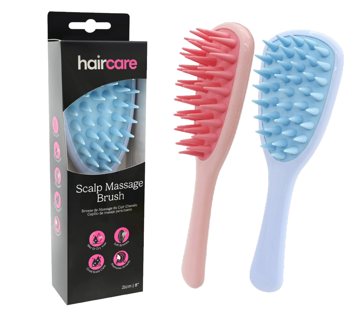 Scalp Massage Brush 21cm 2 Assorted