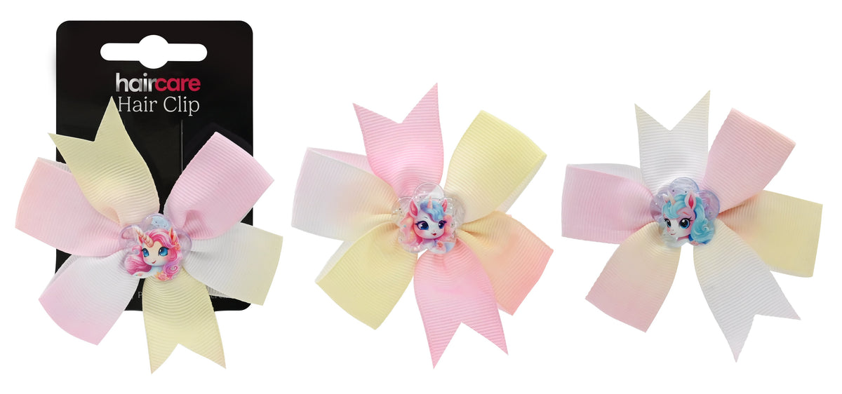 Unicorn Hair Bow Clip 1pc 3 Assorted