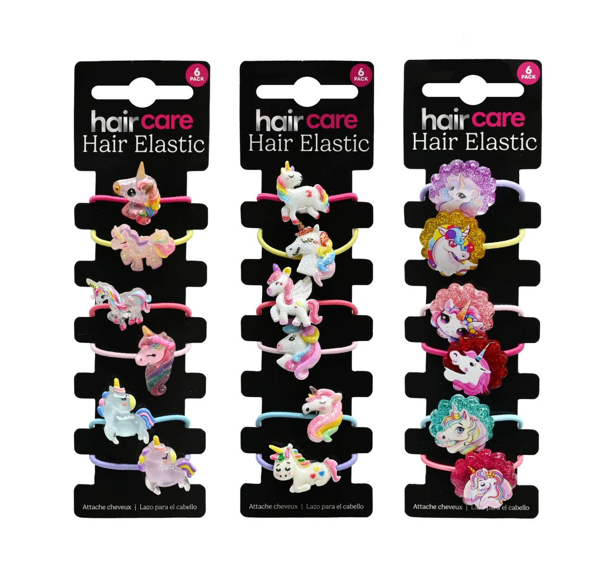 Unicorn Hair Tie 6 Pack 3 Assorted