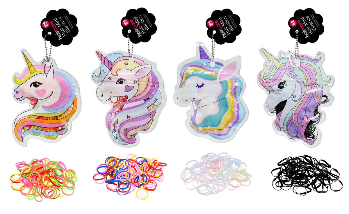 Unicorn Hair Mini Elastic 300 Pieces 4 Assorted