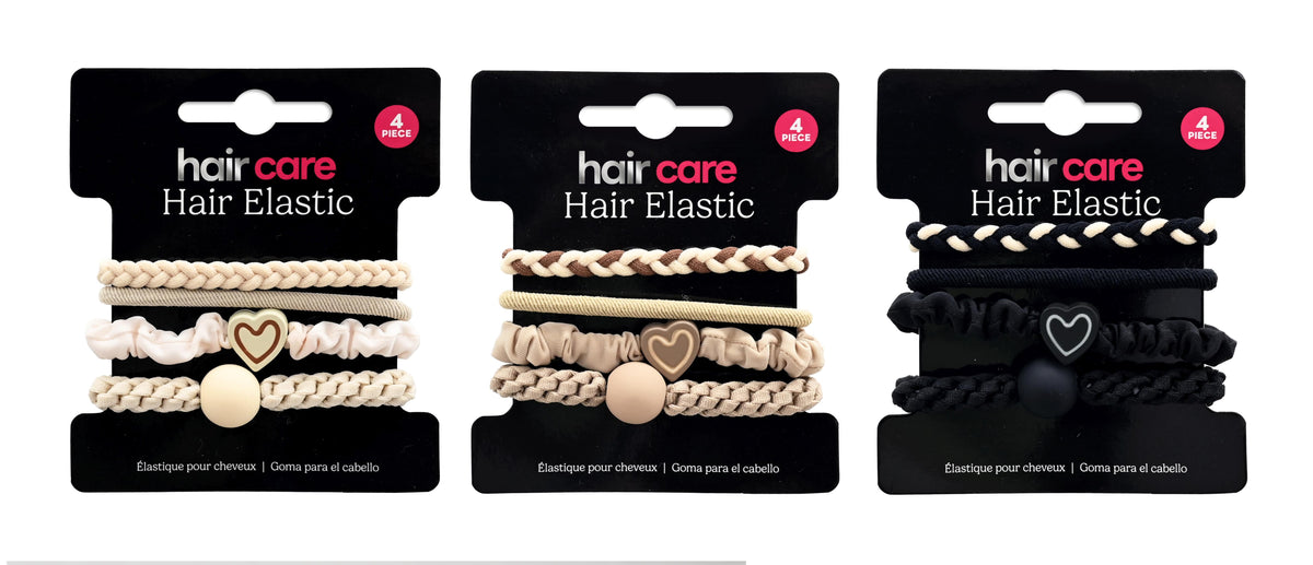 Hair Elastic 4 Piece Set 3 Assorted