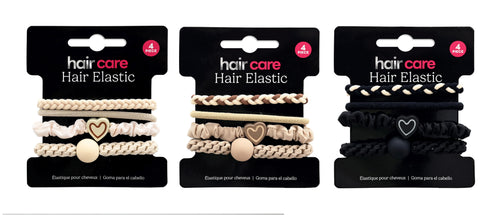 Hair Elastic 4 Piece Set 3 Assorted