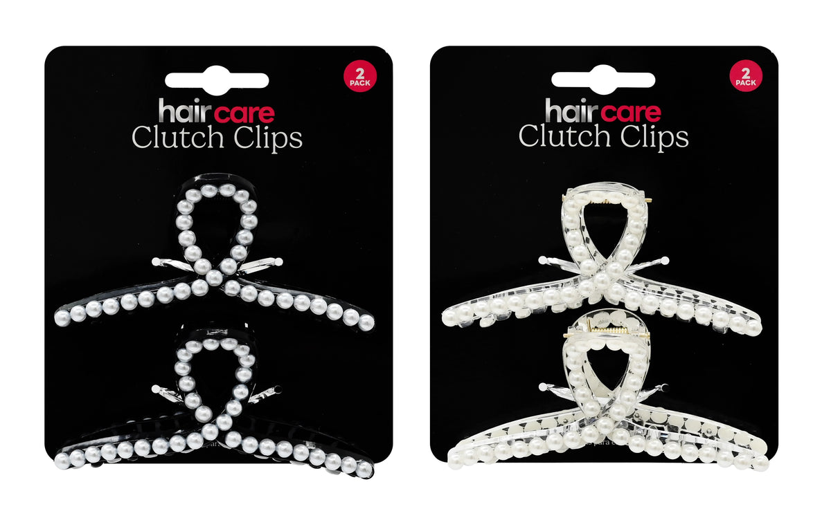 Hair Clutch Clip Pearl Look 2 Pack 2 Assorted