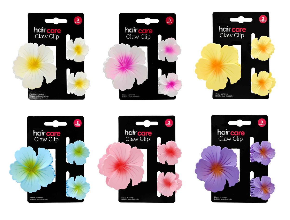 Hair Flower Claw Clip 3 Piece Set 6 Assorted