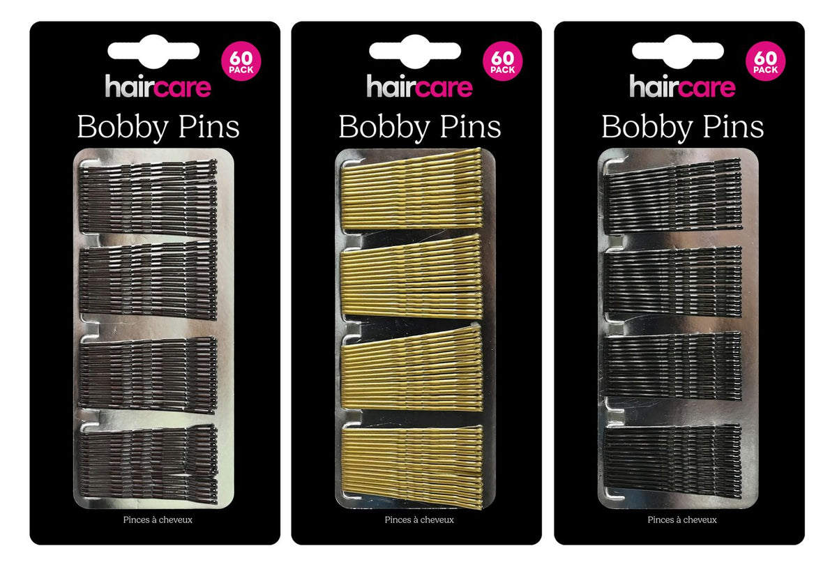 Bobby Pins 48mm 60-Pack - 3 Assorted Colors