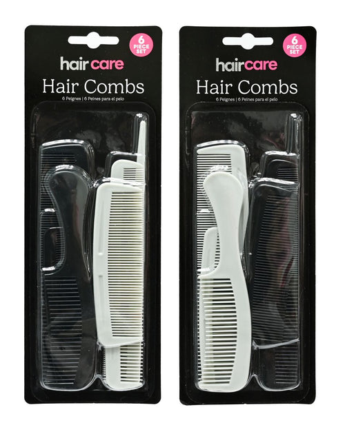 Hair Combs 6-Piece Set - 2 Assorted Colors