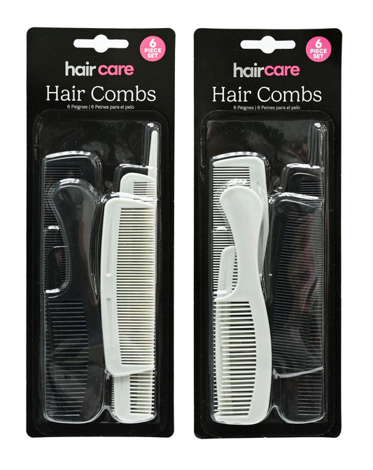 Hair Comb 6 Piece Set 2 Assorted Colours