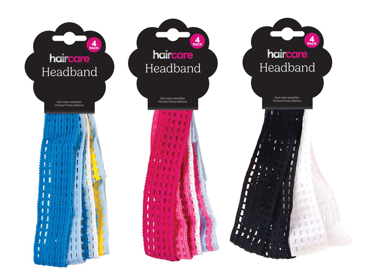 Headbands 4-Pack - 3 Assorted Styles