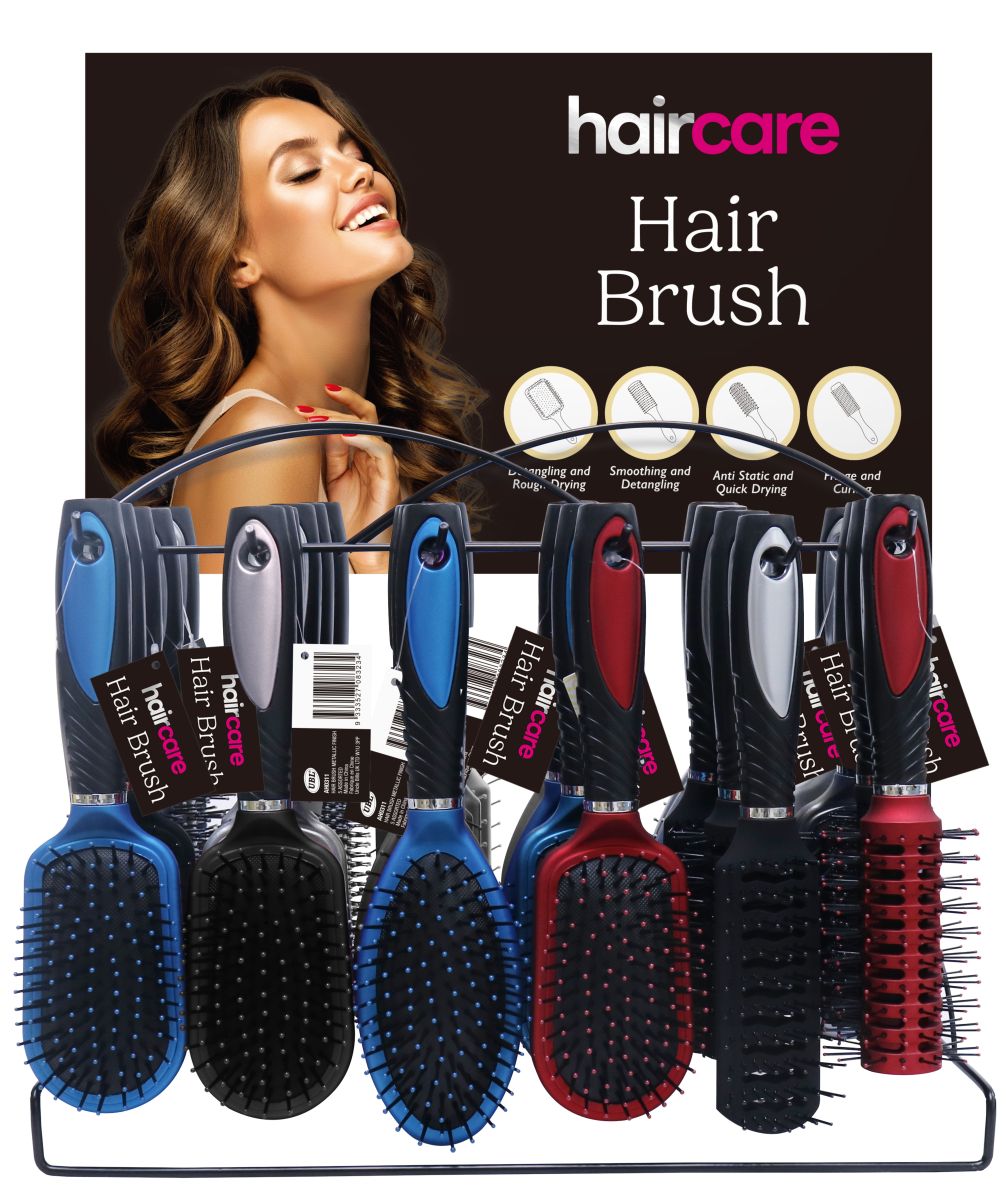 Metallic Finish Hair Brush - 5 Assorted Colors