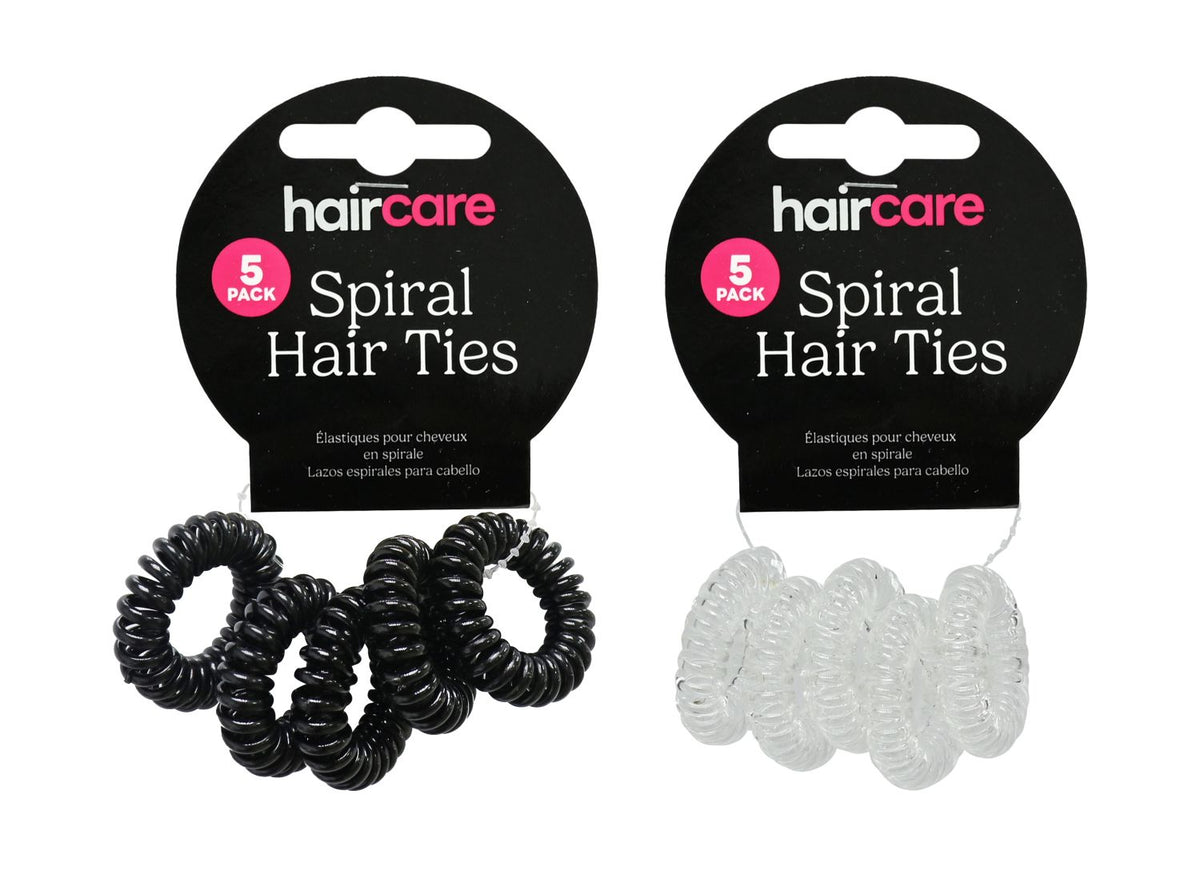 Small Spiral Hair Ties 3.5cm - 5 Pack, 2 Colors