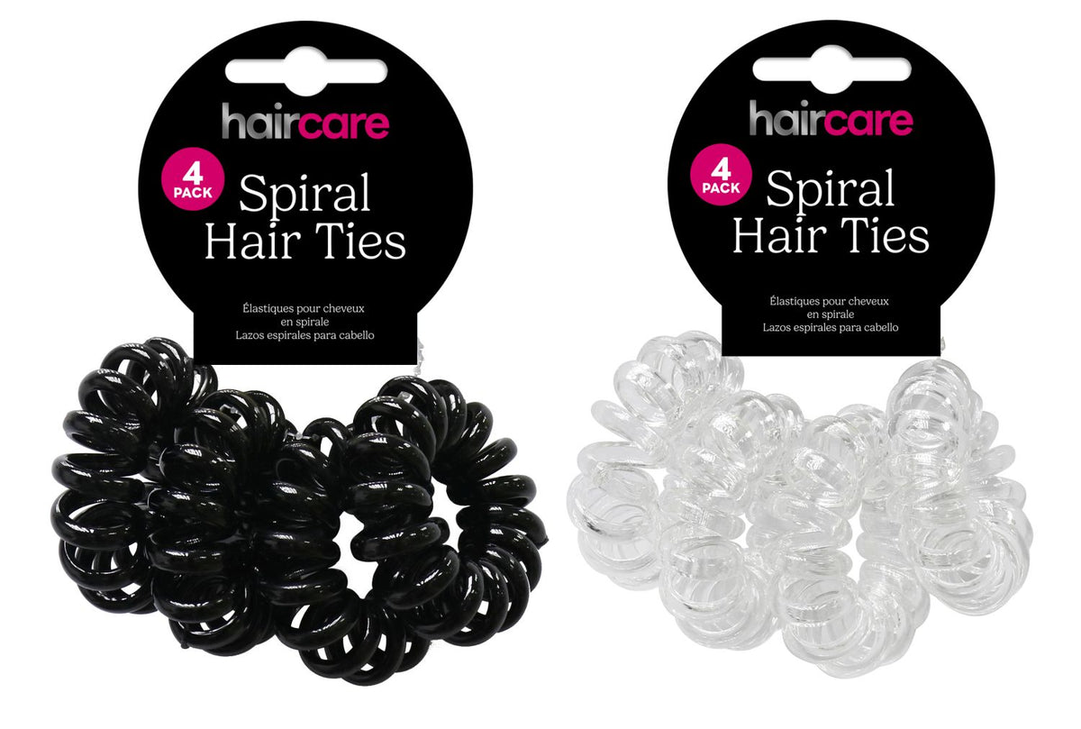 Spiral Hair Ties 5.5cm 4-Pack - 2 Colors