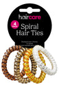 Spiral Hair Ties Metallic 5.5cm 4 Pack Assorted Colours