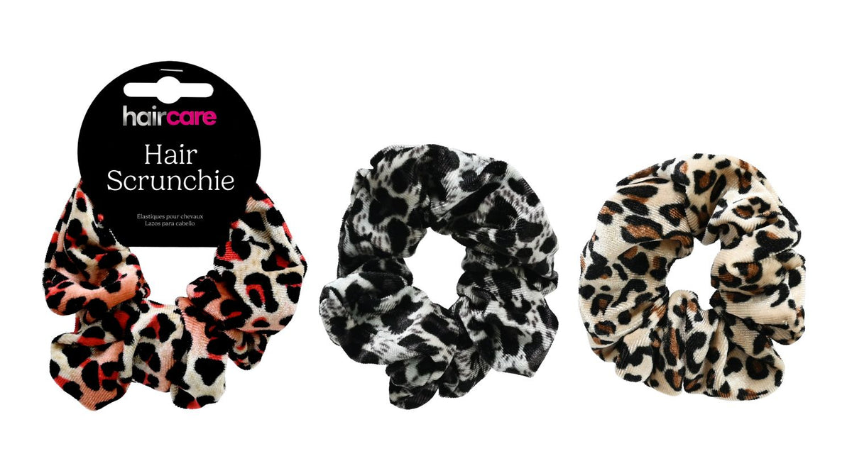 Animal Print Scrunchies - 3 Assorted Designs