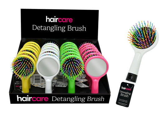 Brush Detangling with Mirror 4 Assorted Colours