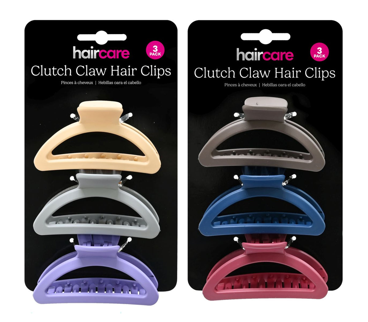 Hair Claw Clips 8cm 3-Pack - 2 Assorted Designs