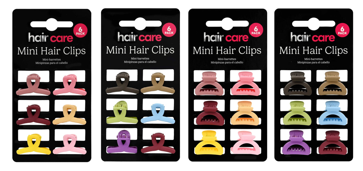 Mini Hair Clip 6 Pack 2 Assorted