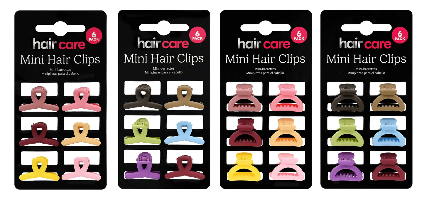 Mini Hair Clip 6 Pack 2 Assorted