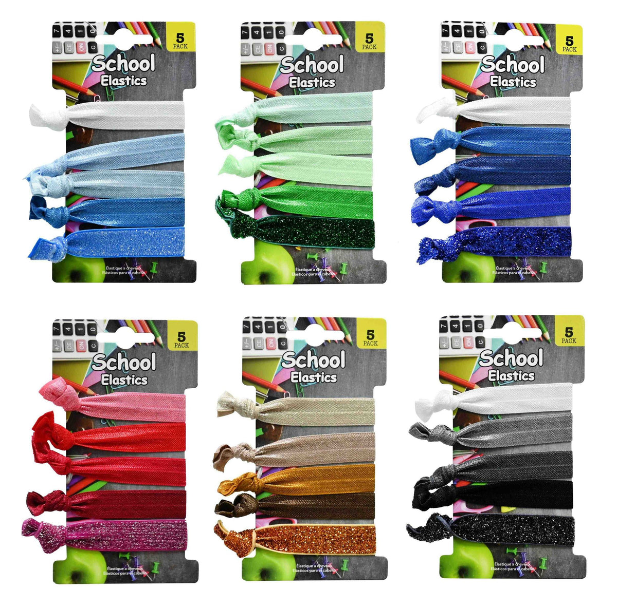 Hair Elastics 30-Piece Set - 6 Assorted Colors