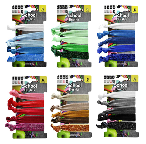 Hair Elastics 30-Piece Set - 6 Assorted Colors